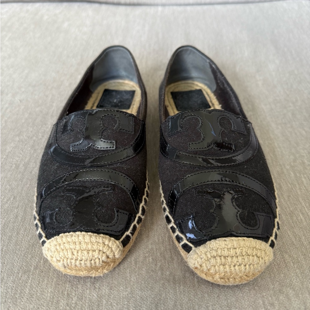 Tory Burch Black and Tan Espadrilles